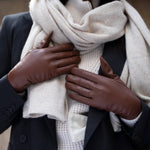 Ivy (marron) - Gants tactiles en cuir de mouton et doublure en laine/cachemire - Schwartz & von Halen FR - Gants en Cuir - 8