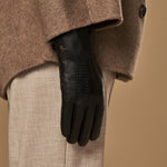 Alessandra (noir) - Gants tactiles en cuir de chèvre et doublure en laine d'agneau - Schwartz & von Halen FR - Gants en Cuir - 12