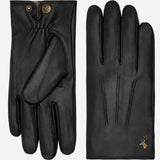 Alexander (noir) - Gants pour hommes en cuir d'agneau doublés de fourrure de lapin luxueuse et fonction tactile