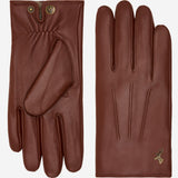 Alexander (marron) - Gants pour hommes en cuir d'agneau doublés de fourrure de lapin luxueuse et fonction tactile
