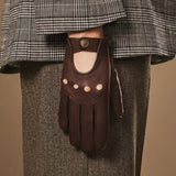 Alexis (marron foncé) - Gants tactiles de conduite classiques en cuir d'agneau