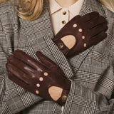 Alexis (marron foncé) - Gants tactiles de conduite classiques en cuir d'agneau