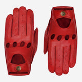 Alexis (rouge) - Gants tactiles de conduite classiques en cuir d'agneau