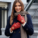 Alexis (rouge) - Gants tactiles de conduite classiques en cuir d'agneau