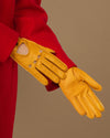Alexis (jaune) - Gants de conduite classiques en cuir d’agneau pour femme avec fonction tactile
