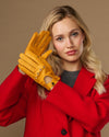 Alexis (jaune) - Gants de conduite classiques en cuir d’agneau pour femme avec fonction tactile