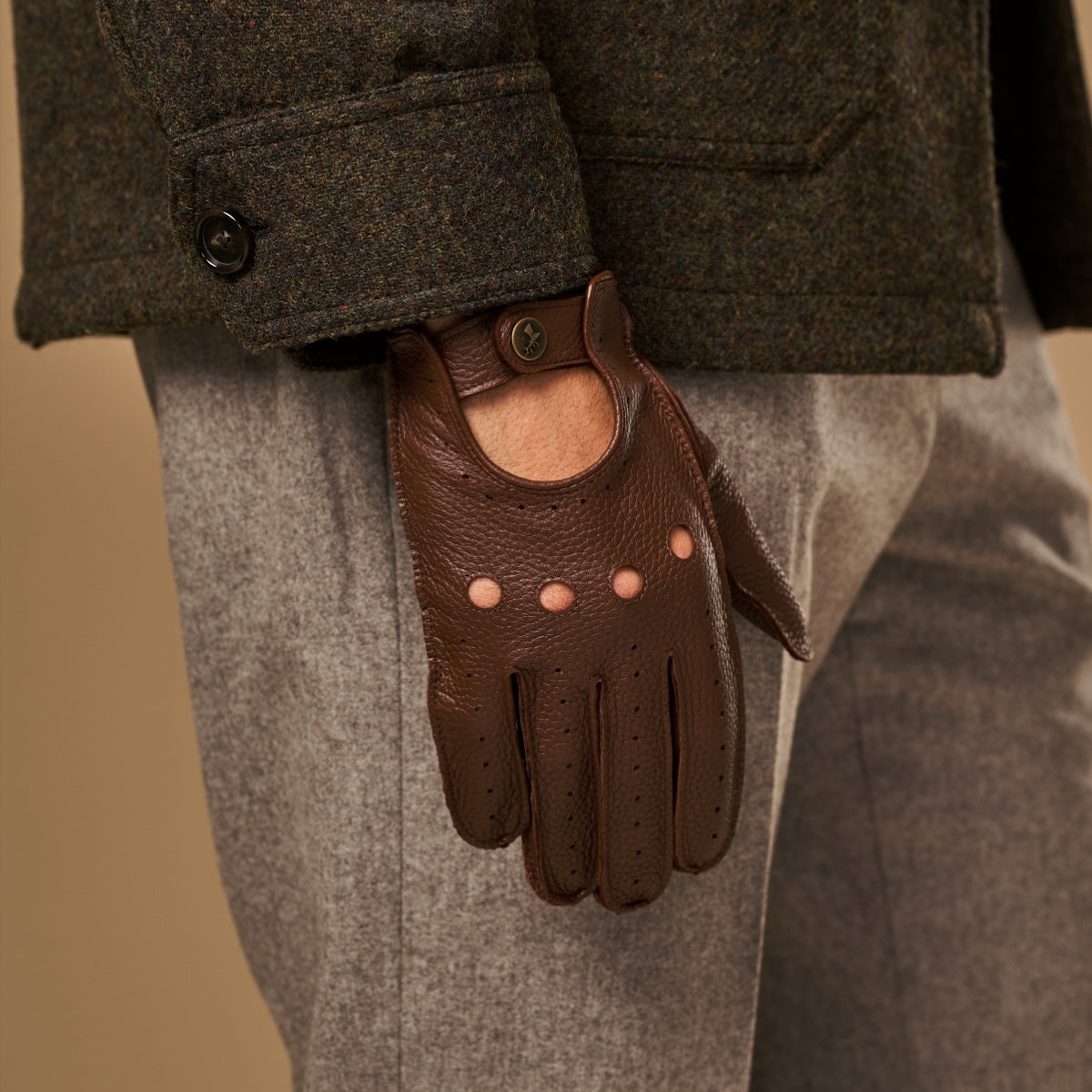 Austin (marron) – luxueux gants de conduite en cuir de cerf américain - Schwartz & von Halen FR - Gants en Cuir - 6