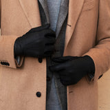 Benedict (noir) - Gants exclusifs pour hommes en cuir de pécari, doublés de cachemire