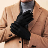 Benedict (noir) - Gants exclusifs pour hommes en cuir de pécari, doublés de cachemire
