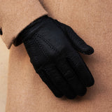 Benedict (noir) - Gants exclusifs pour hommes en cuir de pécari, doublés de cachemire