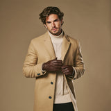 Charles (marron) – Luxueux gants en cuir de cerf américain doublés de cachemire chaud