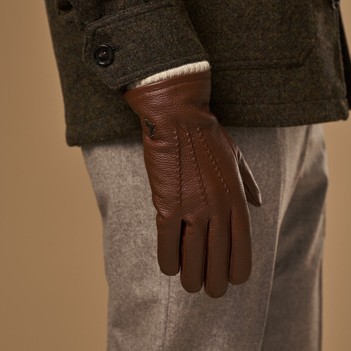 Columbus (marron) - Gants en cuir de cerf (American deerskin) et doublure en laine - Schwartz & von Halen FR - Gants en Cuir - 6
