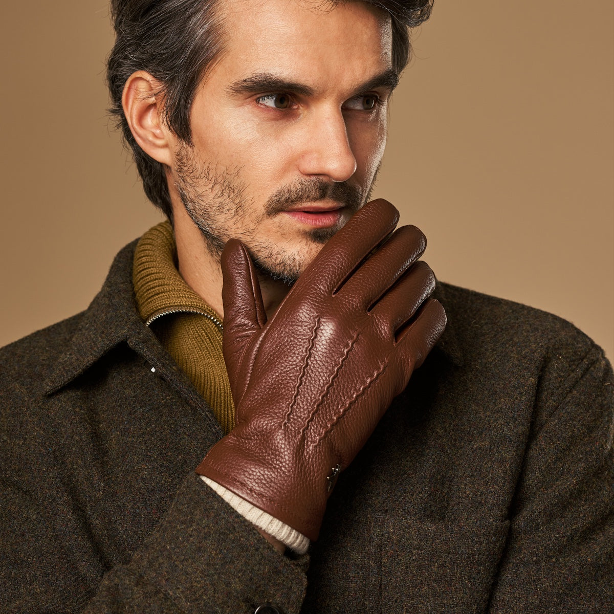 Columbus (marron) - Gants en cuir de cerf (American deerskin) et doublure en laine - Schwartz & von Halen FR - Gants en Cuir - 8