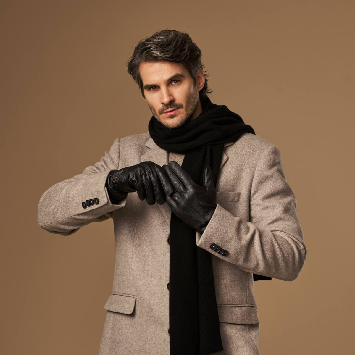 Columbus (noir) - Gants en cuir de cerf (American deerskin) et doublure en laine - Schwartz & von Halen FR - Gants en Cuir - 11