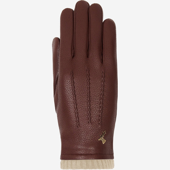Emily (marron) - Gants en cuir de cerf (American deerskin) et doublure en laine