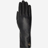 Emma (noir) - Gants extra-longs en cuir de mouton avec doublure luxueuse en cachemire et fonction tactile