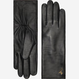 Emma (noir) - Gants extra-longs en cuir de mouton avec doublure luxueuse en cachemire et fonction tactile