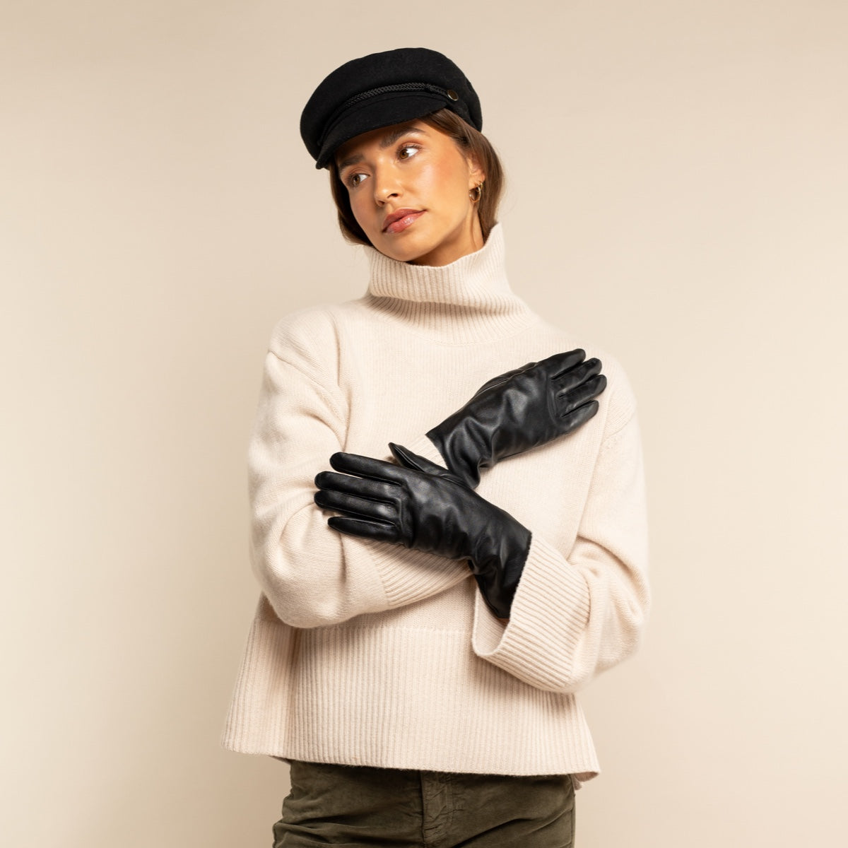 Emma - Gants en peau de mouton extra longs avec doublure en laine/cachemire & fonction écran tactile - Schwartz & von Halen FR - Gants en Cuir - 6