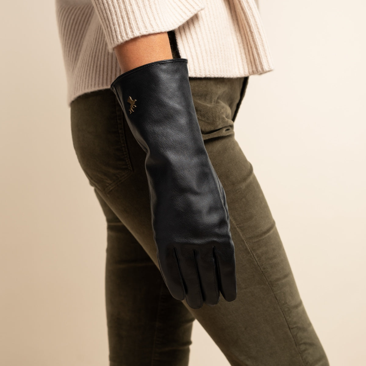 Emma - Gants en peau de mouton extra longs avec doublure en laine/cachemire & fonction écran tactile - Schwartz & von Halen FR - Gants en Cuir - 13