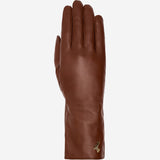 Emma (marron) - Gants extra-longs en cuir de mouton avec doublure luxueuse en cachemire et fonction tactile