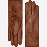 Emma (marron) - Gants extra-longs en cuir de mouton avec doublure luxueuse en cachemire et fonction tactile