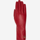 Emma (rouge) - Gants extra-longs en cuir de mouton avec doublure luxueuse en cachemire et fonction tactile