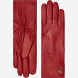 Emma (rouge) - Gants extra-longs en cuir de mouton avec doublure luxueuse en cachemire et fonction tactile