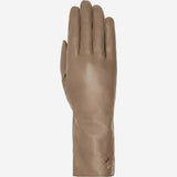 Emma (taupe) - Gants extra-longs en cuir de mouton avec doublure luxueuse en cachemire et fonction tactile
