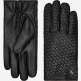 Frederick (noir) - Gants à motif tressé doublés de laine et fonction tactile