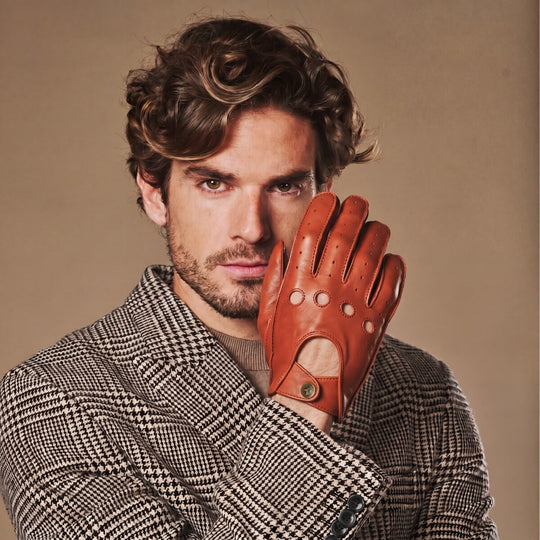 Gosling (cognac) - Gants tactiles de conduite classiques en cuir d'agneau