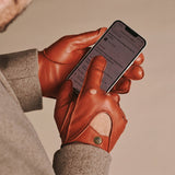 Gosling (cognac) - Gants tactiles de conduite classiques en cuir d'agneau
