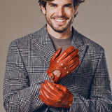 Gosling (cognac) - Gants tactiles de conduite classiques en cuir d'agneau