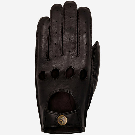 Gosling (marron foncé) - Gants tactiles de conduite classiques en cuir d'agneau