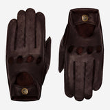 Gosling (marron foncé) - Gants tactiles de conduite classiques en cuir d'agneau