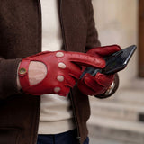 Gosling (rouge) - Gants tactiles de conduite classiques en cuir d'agneau