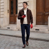 Gosling (rouge) - Gants tactiles de conduite classiques en cuir d'agneau