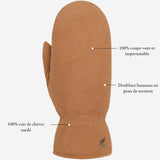 Hailey (camel) - moufles en daim de chèvre avec luxueuse doublure en shearling (fourrure de mouton)