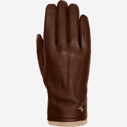Harvey (marron) - Gants en peau de chèvre avec luxueuse doublure en laine & fonction écran tactile