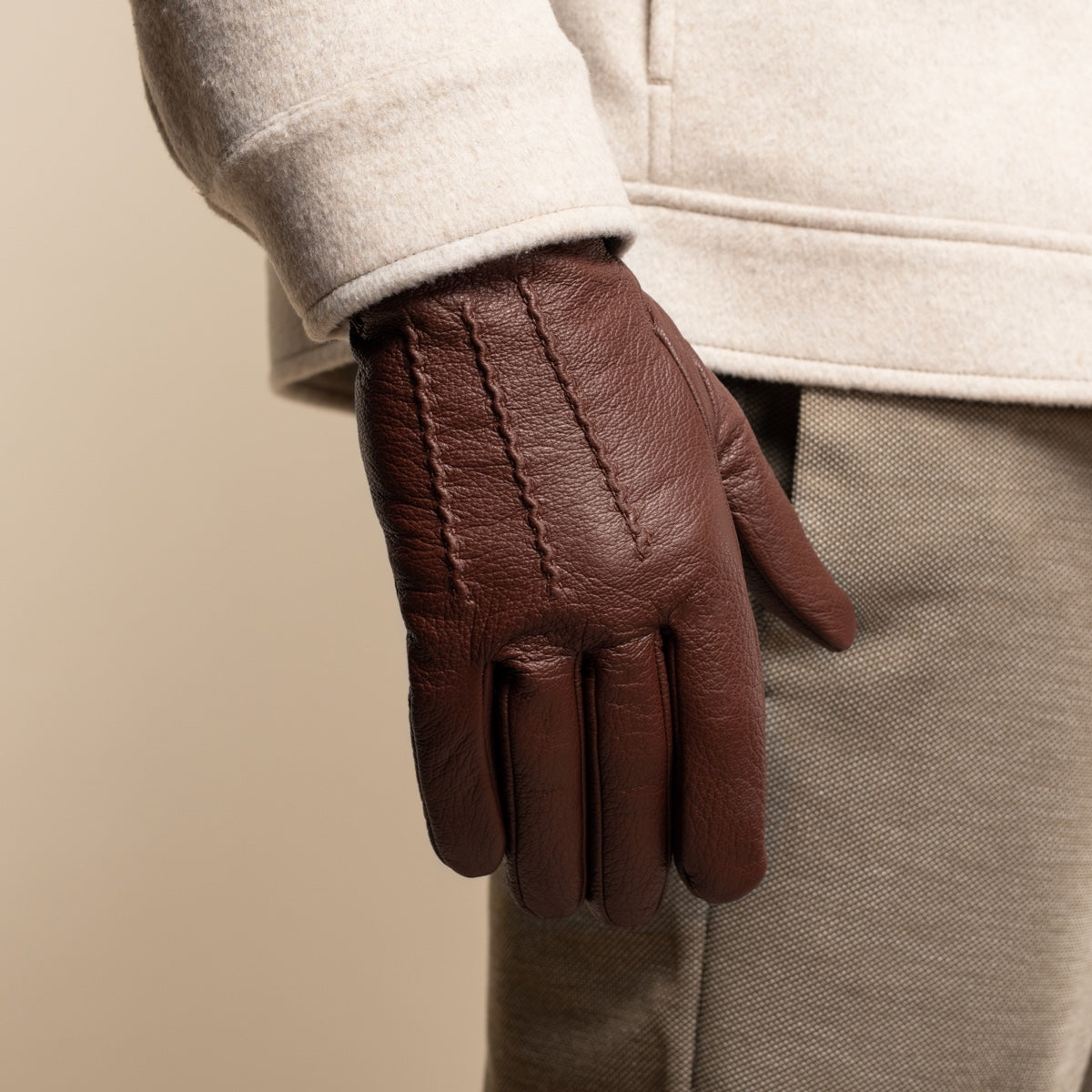 Harvey (cognac) - Gants en peau de chèvre avec luxueuse doublure en laine & fonction écran tactile - Schwartz & von Halen FR - Gants en Cuir - 7