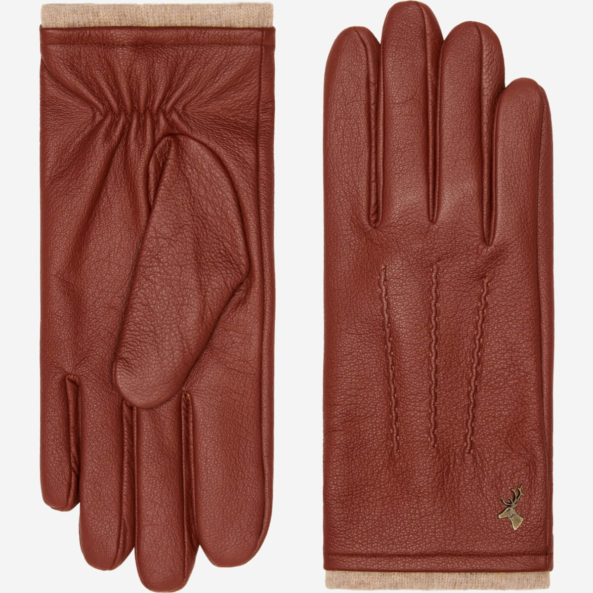 Harvey (cognac) - Gants en peau de chèvre avec luxueuse doublure en laine & fonction écran tactile - Schwartz & von Halen FR - Gants en Cuir - 2