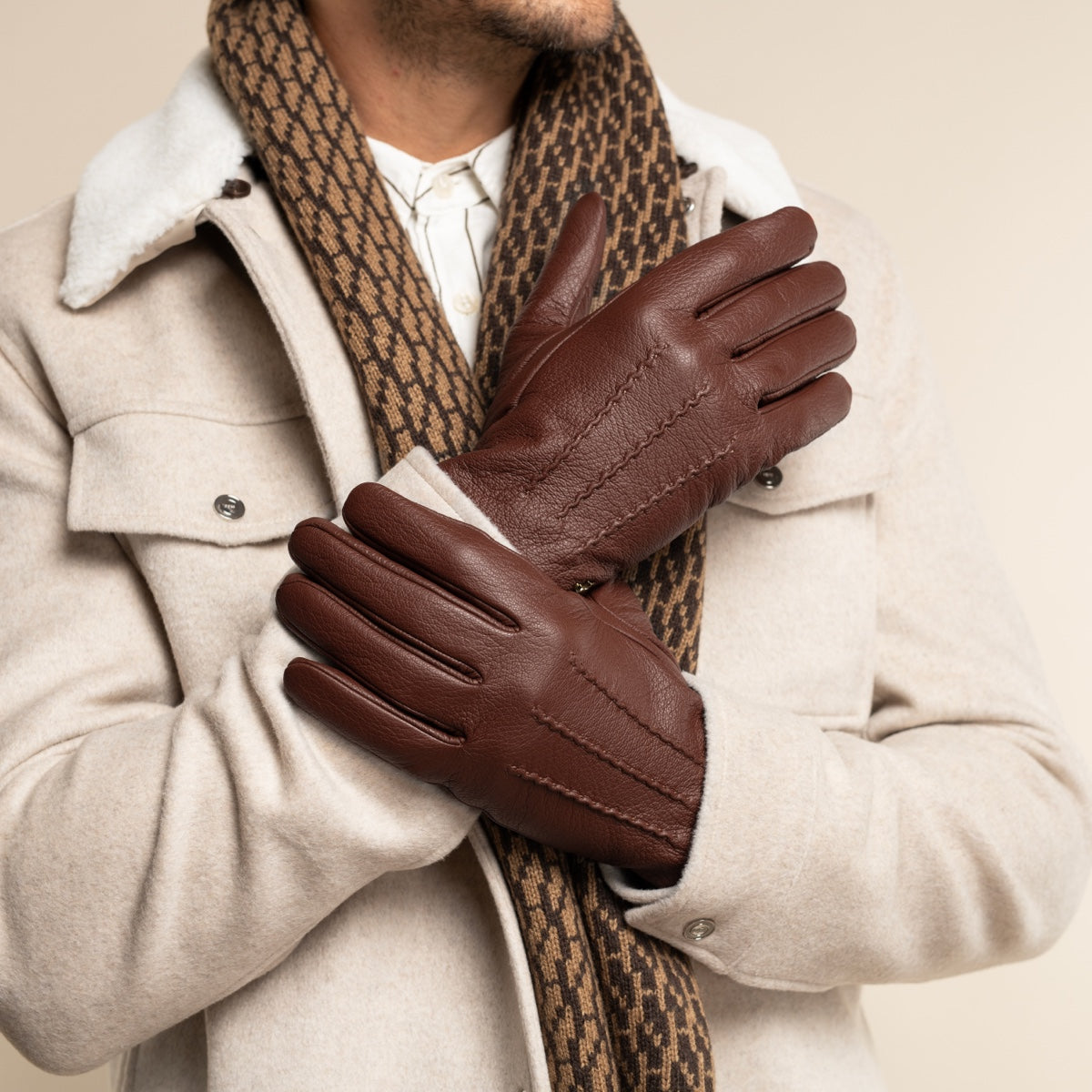 Harvey (cognac) - Gants en peau de chèvre avec luxueuse doublure en laine & fonction écran tactile - Schwartz & von Halen FR - Gants en Cuir - 8