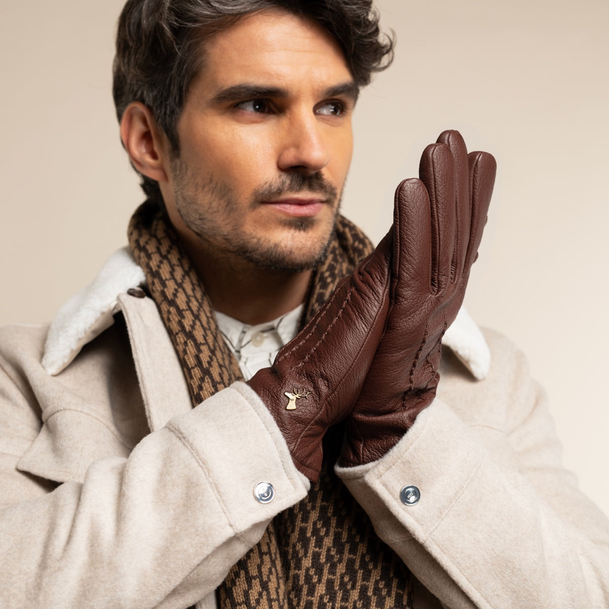 Harvey (cognac) - Gants en peau de chèvre avec luxueuse doublure en laine & fonction écran tactile - Schwartz & von Halen FR - Gants en Cuir - 10