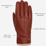 Harvey (cognac) - Gants en peau de chèvre avec luxueuse doublure en laine & fonction écran tactile - Schwartz & von Halen FR - Gants en Cuir - 15
