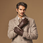 Hunter (marron) - Gants tactiles en cuir de chèvre et doublure en laine d'agneau - Schwartz & von Halen FR - Gants en Cuir - 6