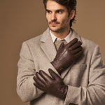 Hunter (marron) - Gants tactiles en cuir de chèvre et doublure en laine d'agneau - Schwartz & von Halen FR - Gants en Cuir - 10