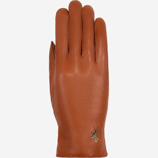 Ivy (cognac) - Gants tactiles en cuir de mouton et doublure en laine/cachemire