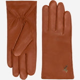 Ivy (cognac) - Gants tactiles en cuir de mouton et doublure en laine/cachemire