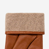 Ivy (cognac) - Gants tactiles en cuir de mouton et doublure en laine/cachemire