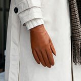 Ivy (cognac) - Gants tactiles en cuir de mouton et doublure en laine/cachemire