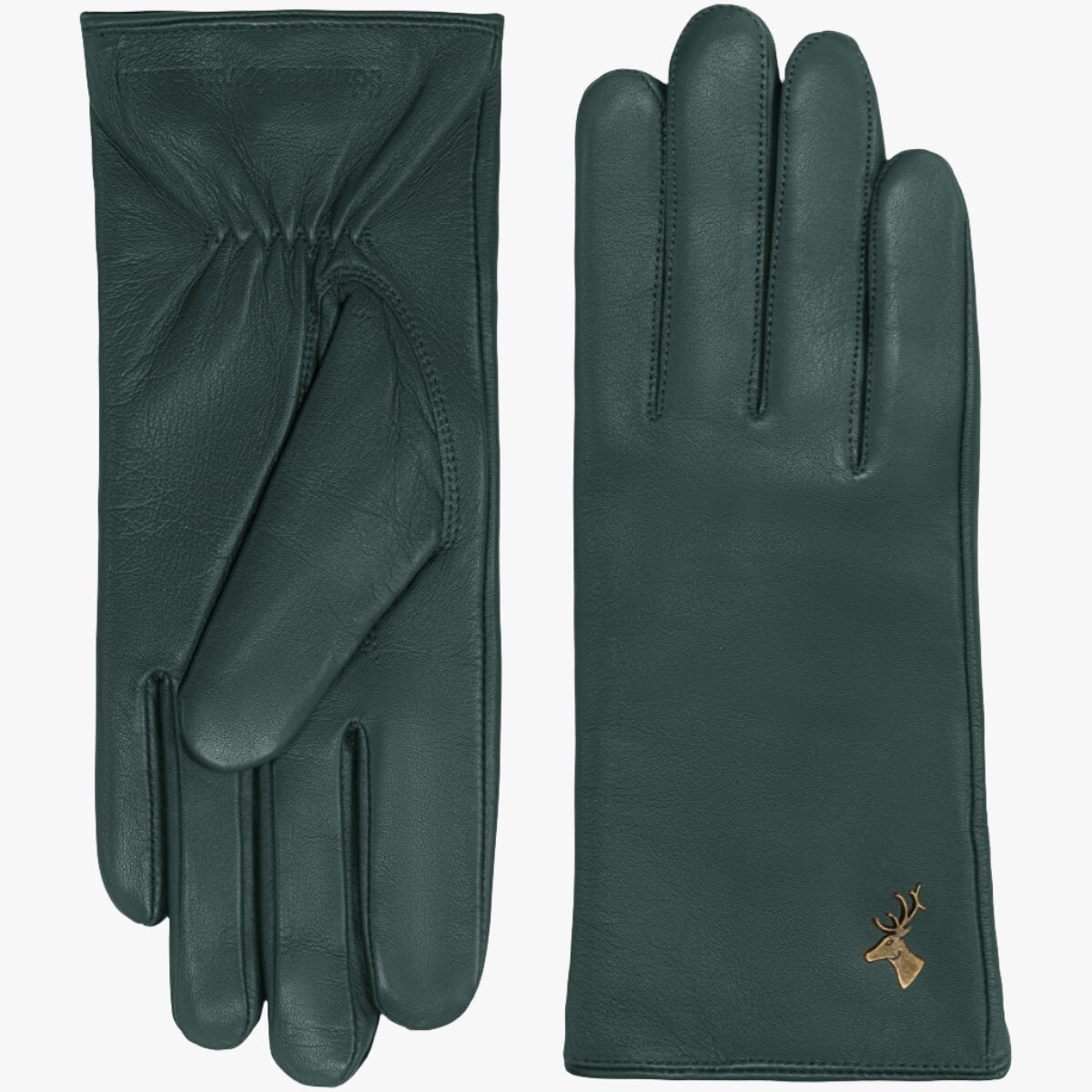 Ivy (vert foncé) - Gants en peau de mouton avec doublure en laine/cachemire & fonction écran tactile